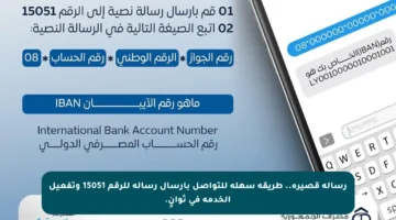 رسالة قصيرة.. طريقة سهلة للتواصل بإرسال رسالة للرقم 15051 وتفعيل الخدمة في ثوانٍ.
